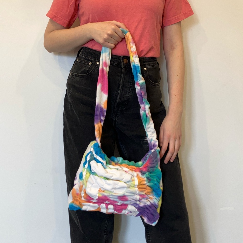 Upcycled FILA Multicolor Tie-Dye quilted Shoulder Bag